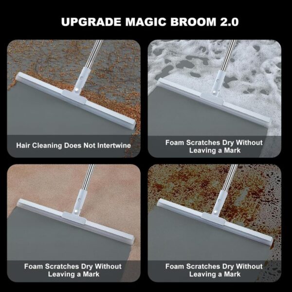NESTWARE Magic Broom Sweeper with Extendable Handle | Silicone Floor Wiper for Wet and Dry Cleaning | Floor Squeegee Broom for Home, Bathroom, Tiles & Glass Cleaning