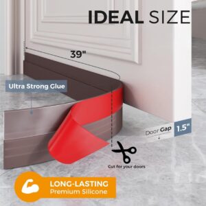 Nibbler 39 Inch Pack of 1 Silicon Door Bottom Sealing Strip | Self Adhesive Door Gap Filler Rubber | Strip Guard | Protector from Cockroach, Insect, Bugs, Air & Dust (Brown, 39...