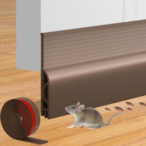 Nibbler 39 Inch Pack of 1 Silicon Door Bottom Sealing Strip | Self Adhesive Door Gap Filler Rubber | Strip Guard | Protector from Cockroach, Insect, Bugs, Air & Dust (Brown, 39...