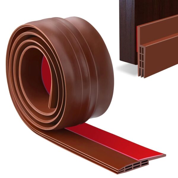 Nibbler 39 Inch Pack of 1 Silicon Door Bottom Sealing Strip | Self Adhesive Door Gap Filler Rubber | Strip Guard | Protector from Cockroach, Insect, Bugs, Air & Dust (Brown, 39...