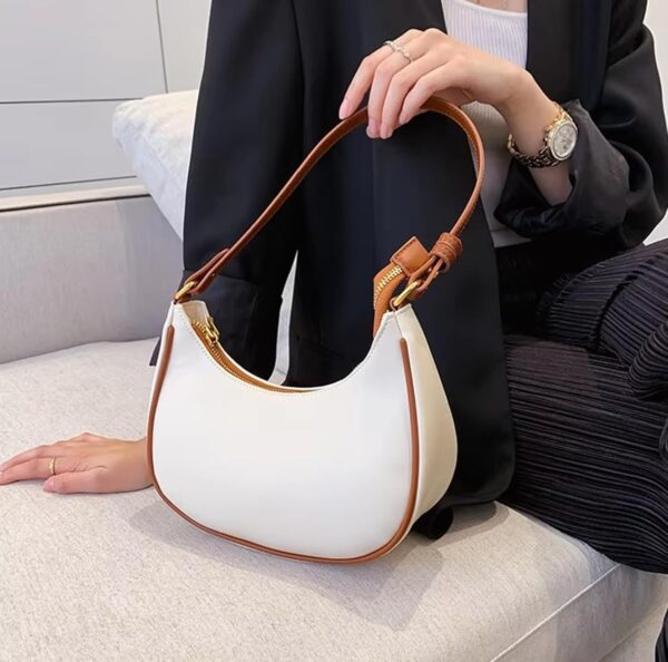 NOBY Women's Small Shoulder Bag – Faux Leather Crescent Purse with Adjustable Strap & Zip Closure | Minimalist Hobo Handbag for Casual, Party, and Evening Outfits