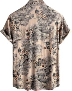 NoseQueen Floral Print Cotton Multi-Colored Short Sleeve Button Down Beach Outfits for Men Shirt