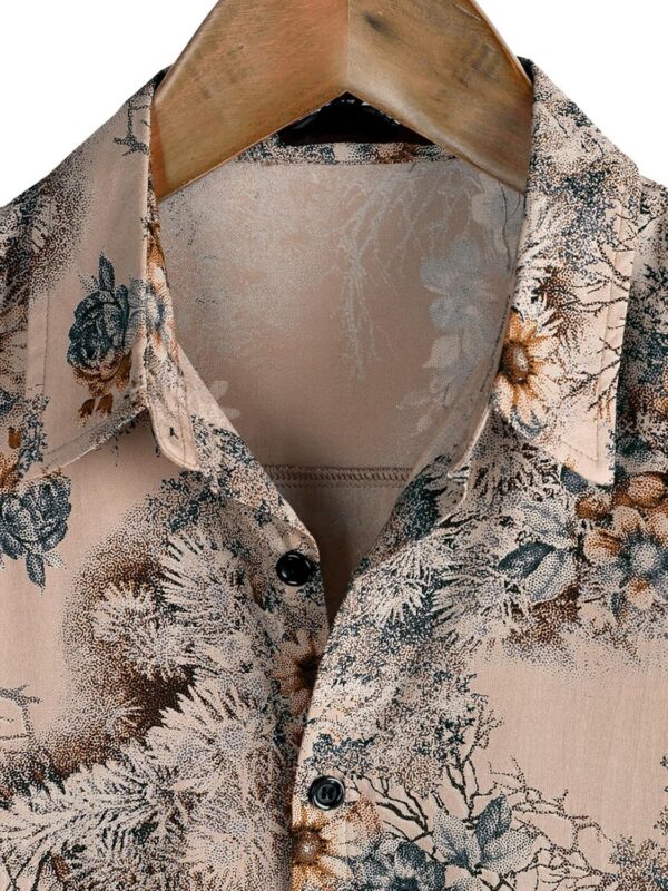 NoseQueen Floral Print Cotton Multi-Colored Short Sleeve Button Down Beach Outfits for Men Shirt