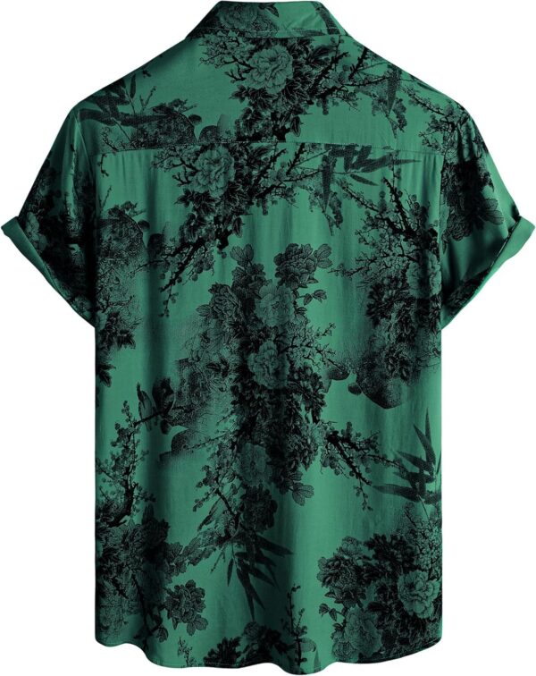 NoseQueen Floral Print Cotton Multi-Colored Short Sleeve Button Down Beach Outfits for Men Shirt