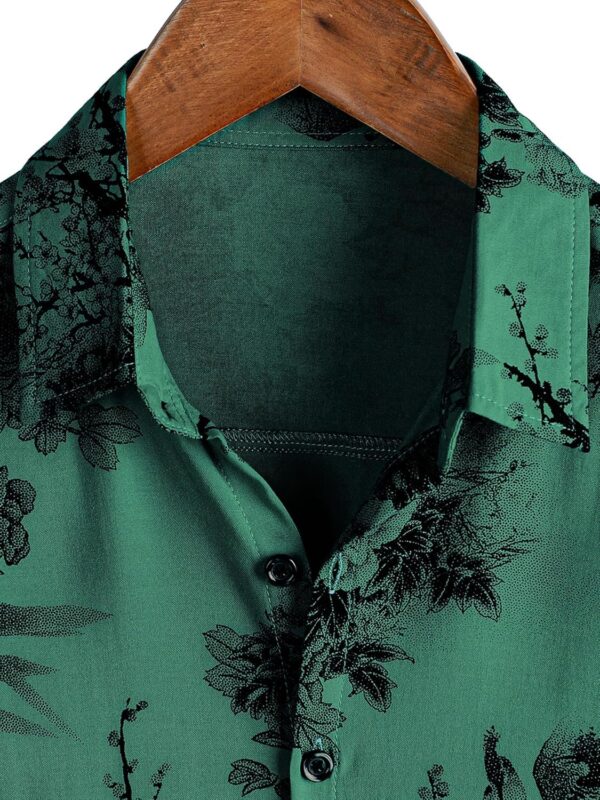 NoseQueen Floral Print Cotton Multi-Colored Short Sleeve Button Down Beach Outfits for Men Shirt