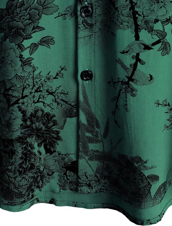 NoseQueen Floral Print Cotton Multi-Colored Short Sleeve Button Down Beach Outfits for Men Shirt