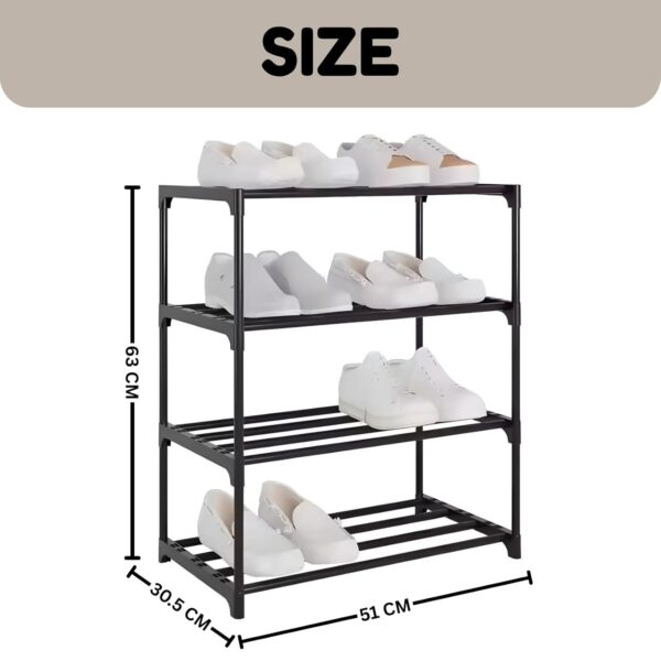 NYALKARAN Shoe Rack with Shelf | Foldable Plastic Shoe Rack with Shelves for Bedroom, Entryway & Living Room | Multipurpose Footwear Stand for Home (4 Layer)