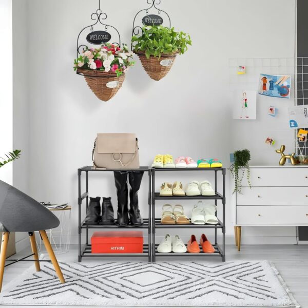 NYALKARAN Shoe Rack with Shelf | Foldable Plastic Shoe Rack with Shelves for Bedroom, Entryway & Living Room | Multipurpose Footwear Stand for Home (4 Layer)