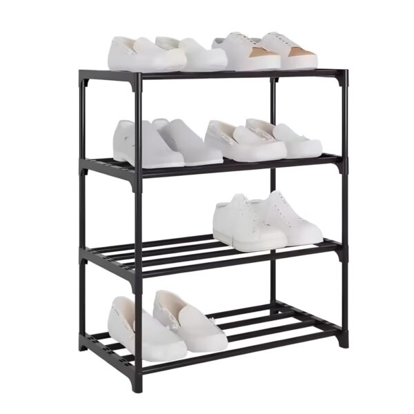 NYALKARAN Shoe Rack with Shelf | Foldable Plastic Shoe Rack with Shelves for Bedroom, Entryway & Living Room | Multipurpose Footwear Stand for Home (4 Layer)