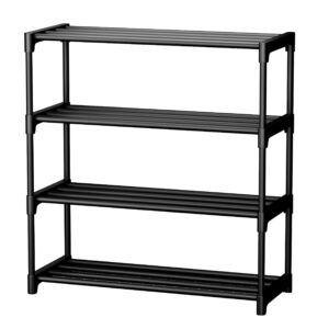 OPTIFINE Shoe Rack 4 Tier Shoe Rack With Shelf, Folding Shoerack For Bedroom, Living Room, Entryway, White, Footwear Stand For Home, Shoerack Plastic With Only 4 LAYER