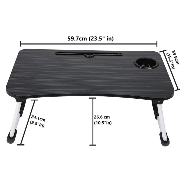 OPTIFINE Study Table Bed Table Premium Laptop Table/Foldable and Portable Wooden/Writing Desk for Office/Home/School (BLACKK)