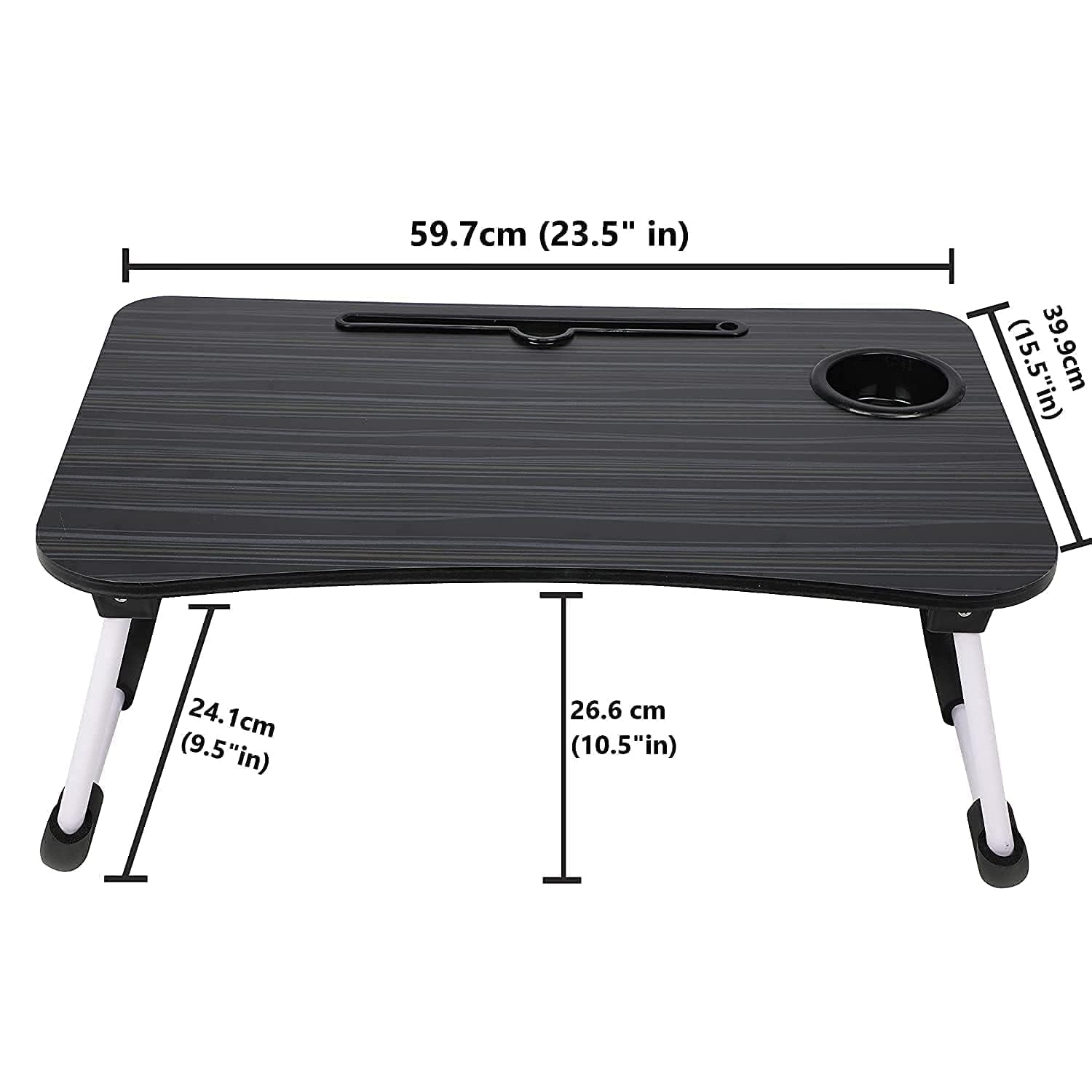 OPTIFINE Study Table Bed Table Premium Laptop Table/Foldable and Portable Wooden/Writing Desk for Office/Home/School (BLACKK)