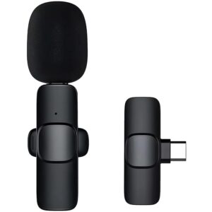 outland Wireless Microphone for YouTube, Vlogging, Recording Compatible Android Mobile & iPhone Noise-Cancelling Lapel Mic for YouTube, Video Recording, Live Streaming (K8 Black)