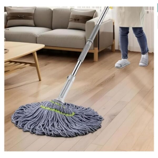 Ozoy Microfiber Twist Mop for Floor Cleaning, Squeeze Twist Mop Stick with Stainless Steel Handle, Easy to Use Durable Dust Floor Cleaner, Reusable Mops, Hardwood, Tile and