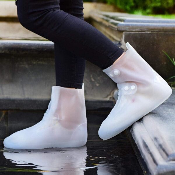 PAGALY Tall Silicone Shoe Cover Waterproof, Double-Breasted Waterproof Layer Shoes Cover for Rainy, Reusable Non-Slip Shoe Rain Cover