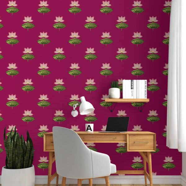 PAPER PLANE DESIGN Pichwai Traditional Nathdwara Art on Deep Maroon | Self Adhesive Wallpaper Peel & Stick, Waterproof, Stain-Proof & Easy to Clean | 16 in X 90 in, Pooja Room,...