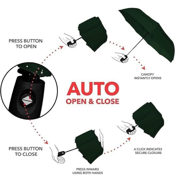 perpetual Auto Open Close Umbrella For Rain, Windproof UV Protected Umbrella Multicolor