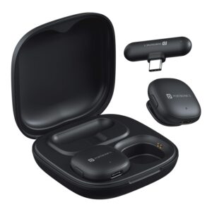 Portronics Vlogmate One India First Ai Powered Wireless Microphone with Noise Reduction, Lapel Mic with Charging Case, Type C Wireless Mic for Video Recording, YouTube Video,...