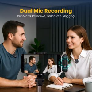 Portronics Vlogmate One India First Ai Powered Wireless Microphone with Noise Reduction, Lapel Mic with Charging Case, Type C Wireless Mic for Video Recording, YouTube Video,...