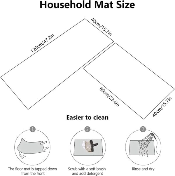 proxin Rubber 2 Pcs Kitchen Rug Sets Non Slip Kitchen Mats For Floor Cushioned Kitchen Rugs & Mats Waterproof Comfort Standing Mat Runner For Kitchen,Home Office (120 * 40 Cm,...