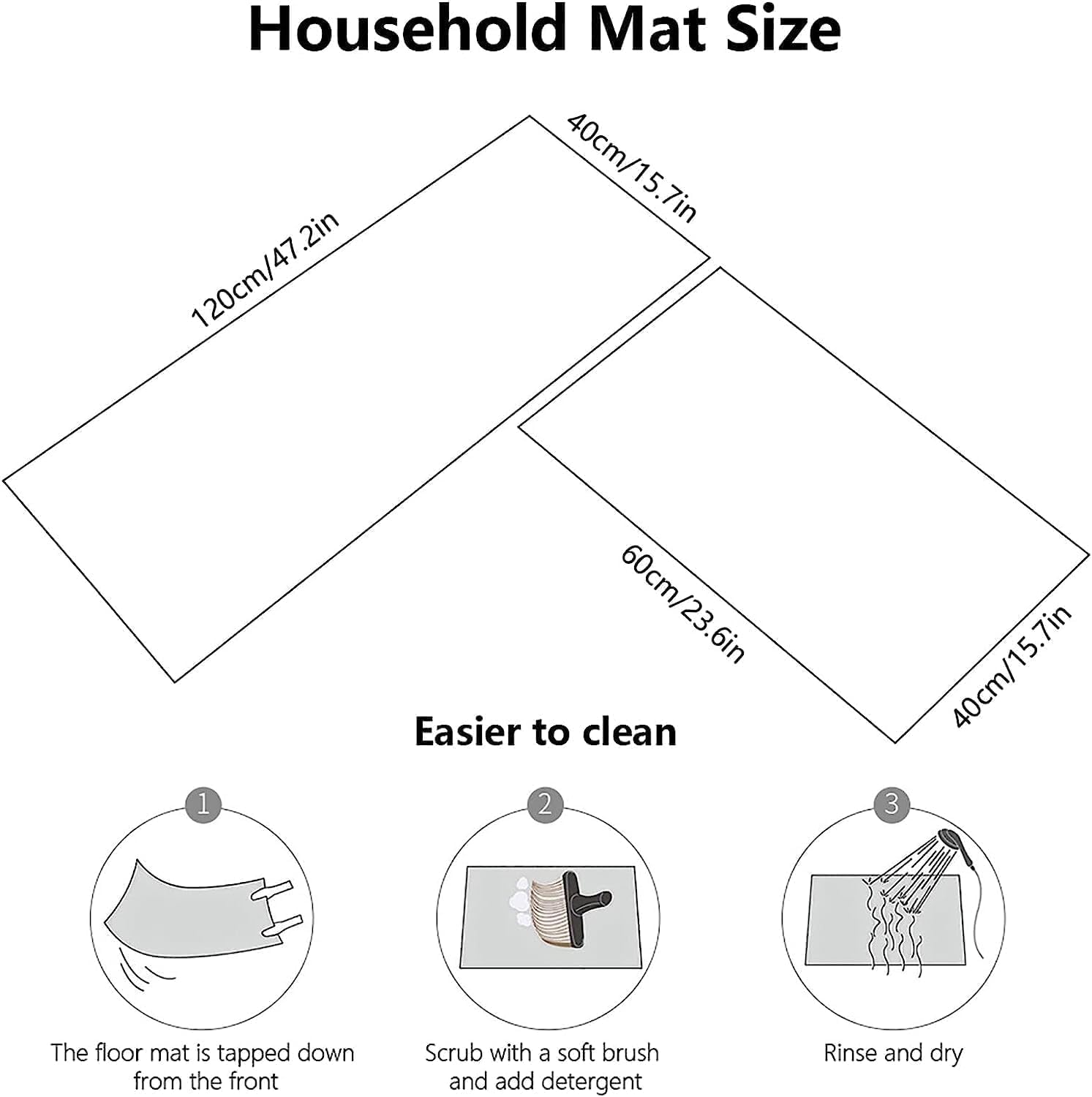 proxin Rubber 2 Pcs Kitchen Rug Sets Non Slip Kitchen Mats For Floor Cushioned Kitchen Rugs & Mats Waterproof Comfort Standing Mat Runner For Kitchen,Home Office (120 * 40 Cm,...