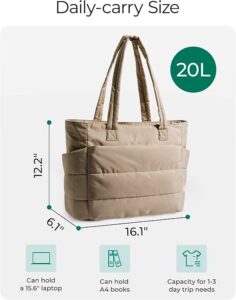 Prplet Tote Bag for Woman | Lightweight Puffy Shoulder Handbag with Multi Compartment | Travel, Office, Gym & Daily Use | Durable Taslan Fabric