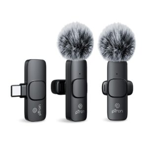 pTron KWM-1 Omnidirectional Type C Wireless Microphone w/DSP Noise Cancellation, Plug & Play, 25m Wireless Range, Lapel Wireless Collar Mic for Video Recording, Supports Type C...