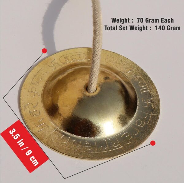 Pure Source India Manjeera Jhal For Pooja, Home, Temple & Kirtan Use- kartal instrument-Hand Cymbals Manjira Pair (2.5 INCH - Antique Gold) (50 gm- 1 Pair)
