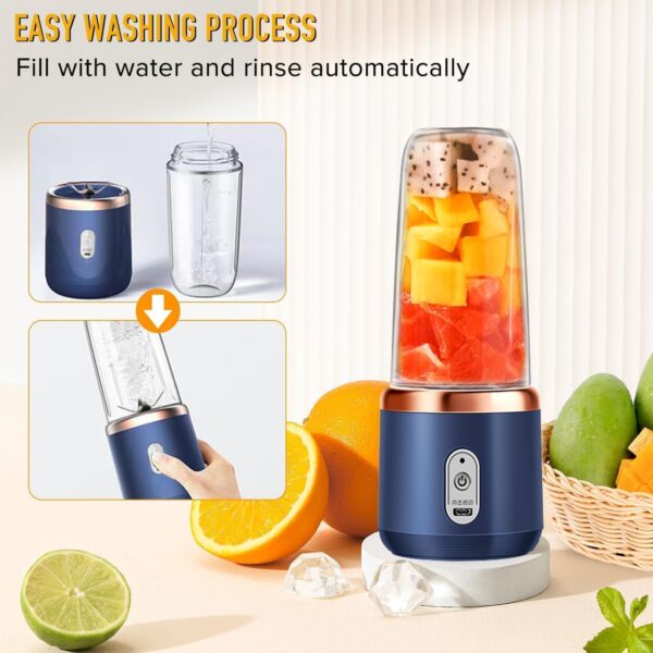 Qlect Portable Blender Electric Juicers Fruit Mixers USB Rechargeable Smoothie Mini Personal Juicer 6 Blades 3Gears With 1500 Mah Rechargeable Battery-Smoothie Blender(Blue)