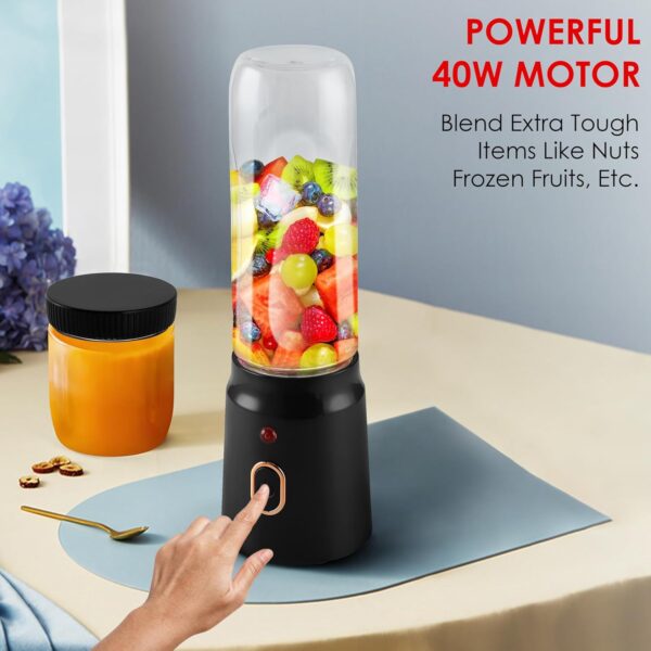 Qlect Portable Blender Electric Juicers Fruit Mixers USB Rechargeable Smoothie Mini Personal Juicer 6 Blades 3Gears With 1500 Mah Rechargeable Battery-Smoothie Blender(Blue)