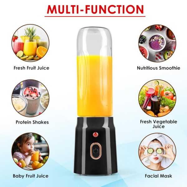 Qlect Portable Blender Electric Juicers Fruit Mixers USB Rechargeable Smoothie Mini Personal Juicer 6 Blades 3Gears With 1500 Mah Rechargeable Battery-Smoothie Blender(Blue)