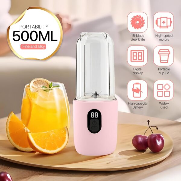 Qlect Portable Blender Electric Juicers Fruit Mixers USB Rechargeable Smoothie Mini Personal Juicer 6 Blades 3Gears With 1500 Mah Rechargeable Battery-Smoothie Blender