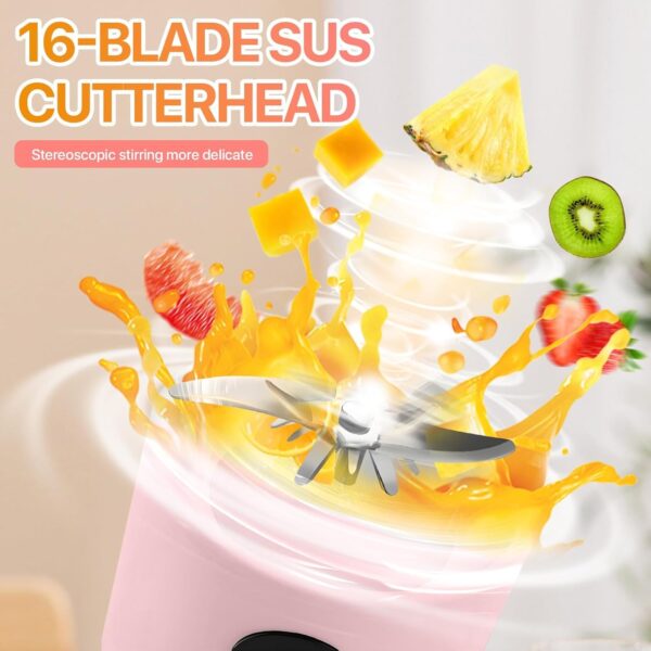 Qlect Portable Blender Electric Juicers Fruit Mixers USB Rechargeable Smoothie Mini Personal Juicer 6 Blades 3Gears With 1500 Mah Rechargeable Battery-Smoothie Blender