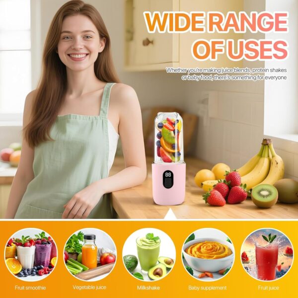 Qlect Portable Blender Electric Juicers Fruit Mixers USB Rechargeable Smoothie Mini Personal Juicer 6 Blades 3Gears With 1500 Mah Rechargeable Battery-Smoothie Blender