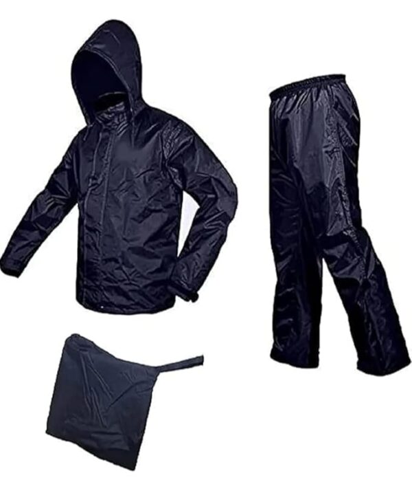 RainCoat for Men Waterproof Raincoat with Pants Polyester RainCoat For Men Bike RainSuit RainJacket Suit Mobile Pocket with Storage Bag (Blue)