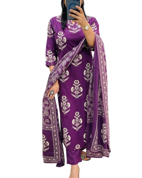 Rangnavi Women's Floral Printed Stright Kurta with Pant & Dupatta Set | Kurta set