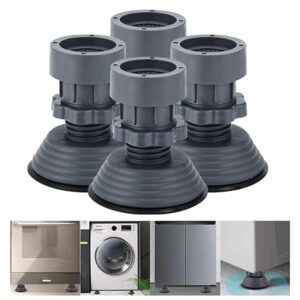 RANIC 4Pcs Anti Vibration Pads for Washing Machine Support Height Adjustable Dryer Shock Noise Cancelling Pads Anti-Walk Vibration Absorber Washer Foot Pad Anti-Slip Rubber...