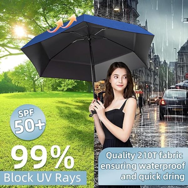 REXERA Travel Mini Folding Compact Umbrella with Case, Manual Open 6 Ribs Lightweight Portable, Small Sun & Rain Pocket Umbrella for Girls and Women- Use in Rain & Summer