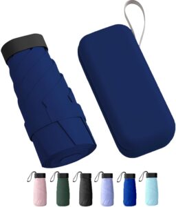REXERA Travel Mini Folding Compact Umbrella with Case, Manual Open 6 Ribs Lightweight Portable, Small Sun & Rain Pocket Umbrella for Girls and Women- Use in Rain & Summer