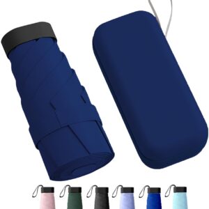 REXERA Travel Mini Folding Compact Umbrella with Case, Manual Open 6 Ribs Lightweight Portable, Small Sun & Rain Pocket Umbrella for Girls and Women- Use in Rain & Summer