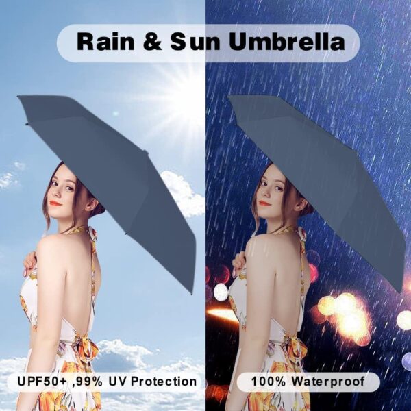REXERA Travel Mini Folding Compact Umbrella with Case, Manual Open 6 Ribs Lightweight Portable, Small Sun & Rain Pocket Umbrella for Girls and Women- Use in Rain & Summer