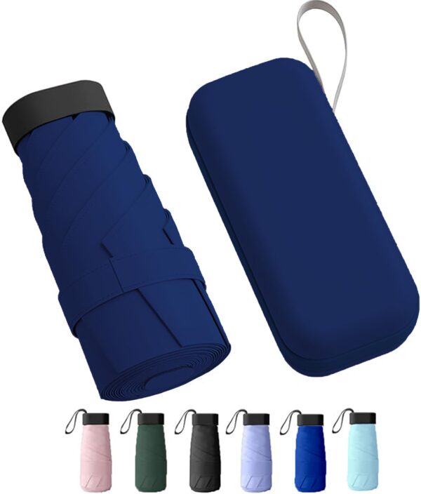 REXERA Travel Mini Folding Compact Umbrella with Case, Manual Open 6 Ribs Lightweight Portable, Small Sun & Rain Pocket Umbrella for Girls and Women- Use in Rain & Summer