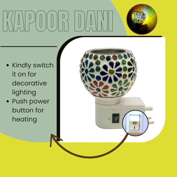 RISOBEX (111) Camphor Diffuser Burner|Kapoor dani Electrical Camphor|Ceramic Aroma Diffuser | Kapoor Dani Night Lamp Essential Oil Camphor Burner for Fragrance with Switch...