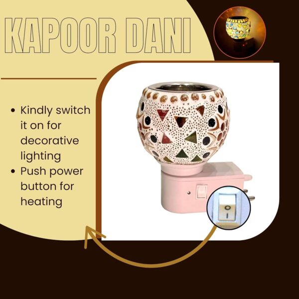 RISOBEX (111) Camphor Diffuser Burner|Kapoor dani Electrical Camphor|Ceramic Aroma Diffuser | Kapoor Dani Night Lamp Essential Oil Camphor Burner for Fragrance with Switch...