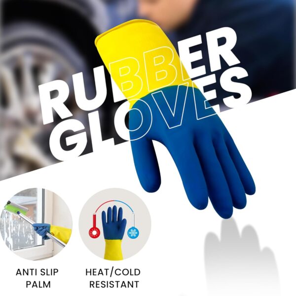 Robustt Heavy Duty Rubber Hand gloves for Dishwashing, gardening, kitchen cleaning