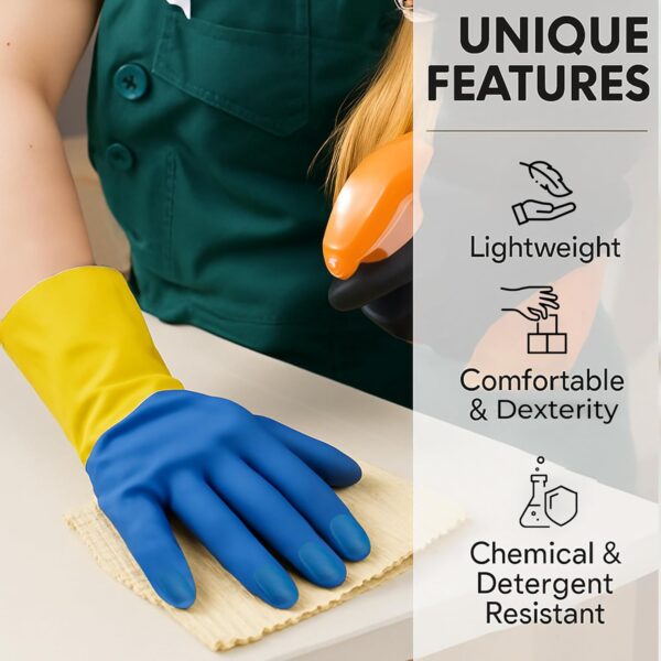 Robustt Heavy Duty Rubber Hand gloves for Dishwashing, gardening, kitchen cleaning