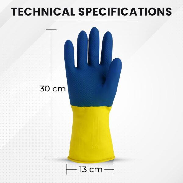Robustt Heavy Duty Rubber Hand gloves for Dishwashing, gardening, kitchen cleaning