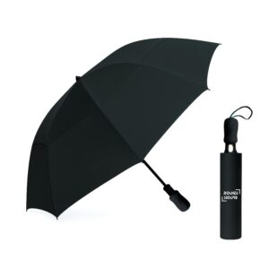 Roughhouse Foldable Jumbo XL Golf Umbrella – Windproof, Tri-Fold Large Umbrella for Men & Women | Stylish & Portable | All-Weather Protection for Rain, Sun, Travel, & Outdoor Use