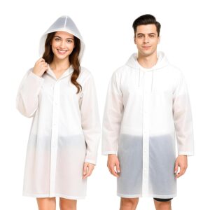 Roughhouse® Translucent Waterproof Multiuse Rain Poncho – Unisex, Lightweight, Hooded & Full-Length | Stylish Rain Protection for Travel, Biking, Festivals & More