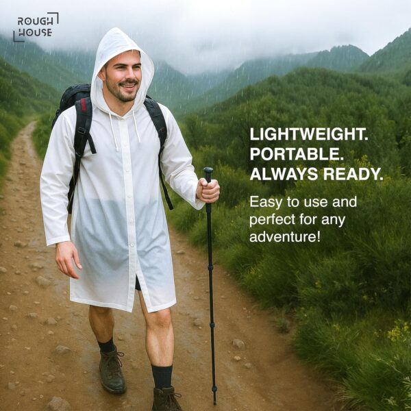 Roughhouse® Translucent Waterproof Multiuse Rain Poncho – Unisex, Lightweight, Hooded & Full-Length | Stylish Rain Protection for Travel, Biking, Festivals & More